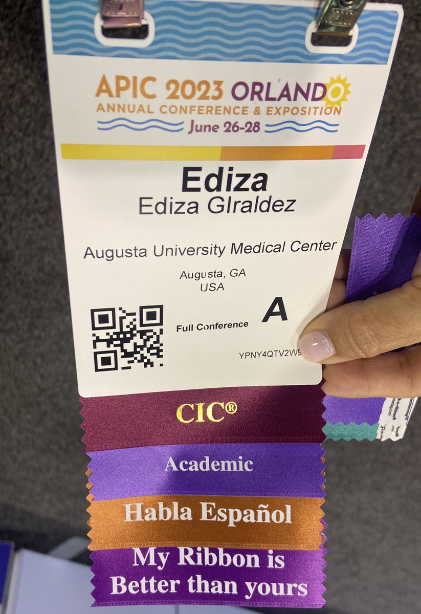 edigiba's tweet photo. Last day @APIC ! Ready to bring back all this Infection Prevention knowledge to @AUG_Health . #IPteam #morethanhandhygiene #myribbonisbetterthanyours https://t.co/UjqlmQfkbr
