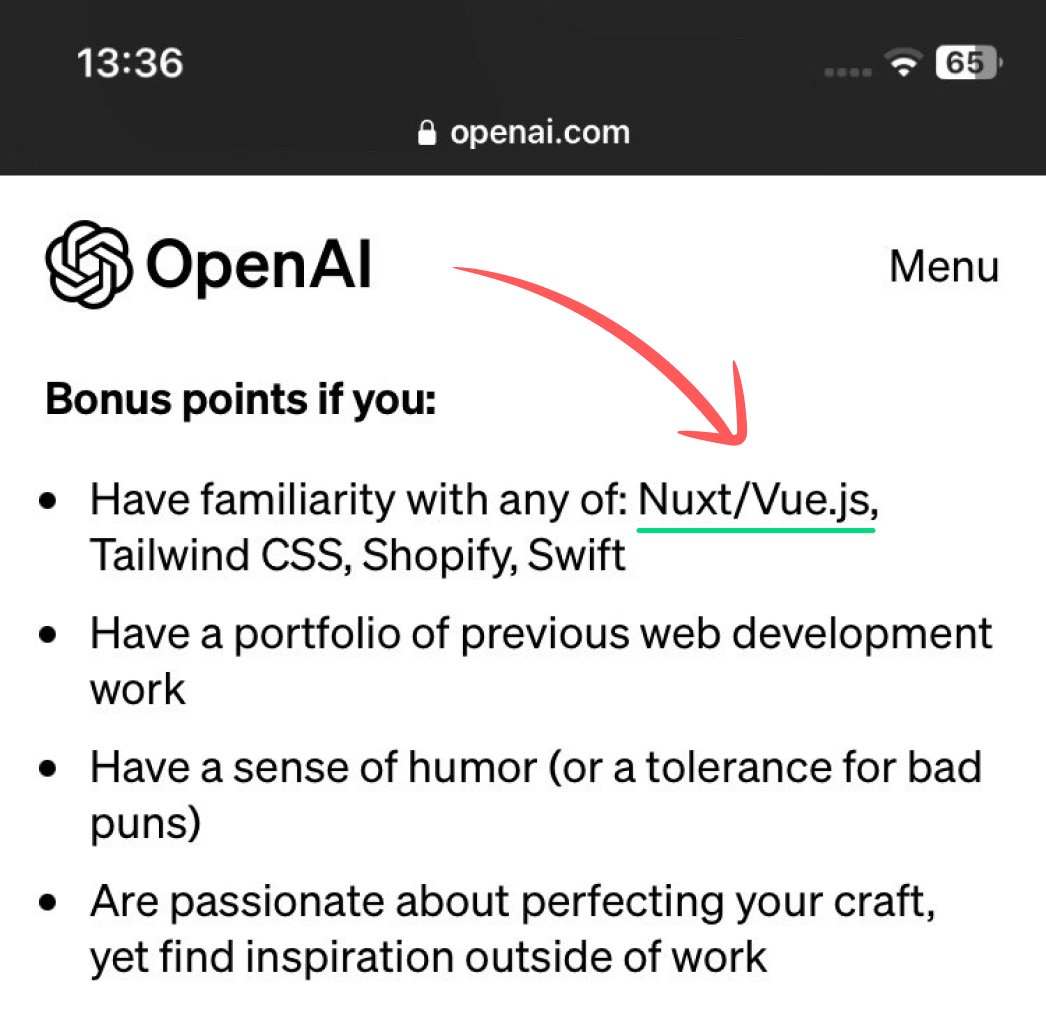 OpenAI knows what's good 💪 hiring for Nuxt devs