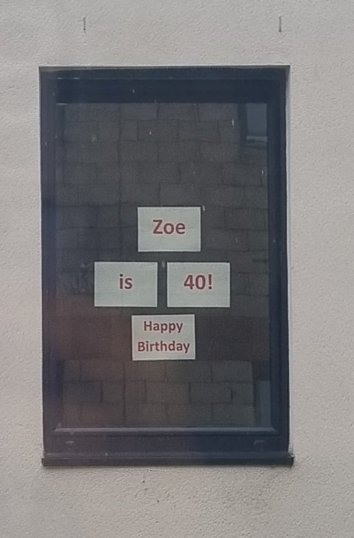 Early Birthday Surprise at work today 🎂🥳 as you can see from one of the wonderful photos that my work family have "acquired" I'm up, dressed in my own clothes, mobile with my fab walking aid &amp; suitable shoes on😉🤣 #EndPJparalysis #fallsprevention #simpleprevention