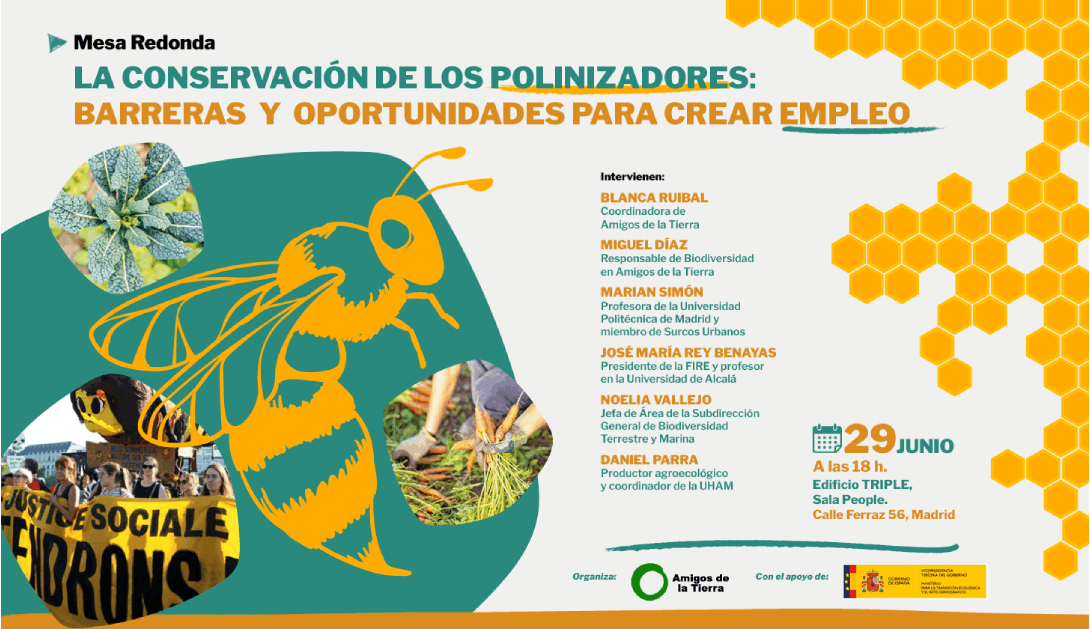 🐝Mañana, 29 de junio a las 18h, tendrá lugar la mesa redonda "La conservación de los polinizadores: barreras y oportunidades para crear empleo".

📍Edificio Triple, Madrid.

➡️Inscripción: tierra.org/agenda/present…

#Ruralismo