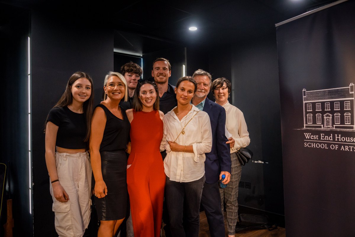 West_End_House's tweet photo. We recently hosted the inaugural Donie Courtney Memorial Student Showcase at West End House with school founder Michael Fassbender, and Alicia Vikander. We were thrilled to invite Donie's wife Adeline and his children Jonah &amp; Líla, as well as Michaels parents Josef &amp; Adele. https://t.co/bn7e17RaTs