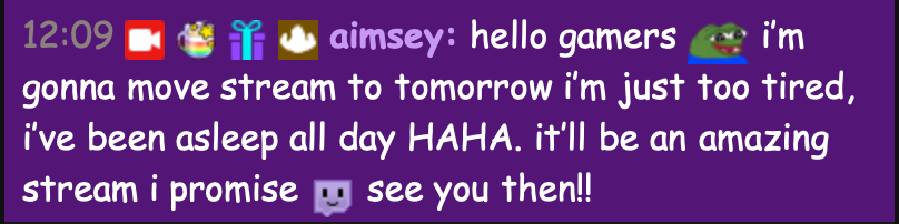 AIMSEY FNAF STREAM HAS BEEN MOVED TOMORROW :D