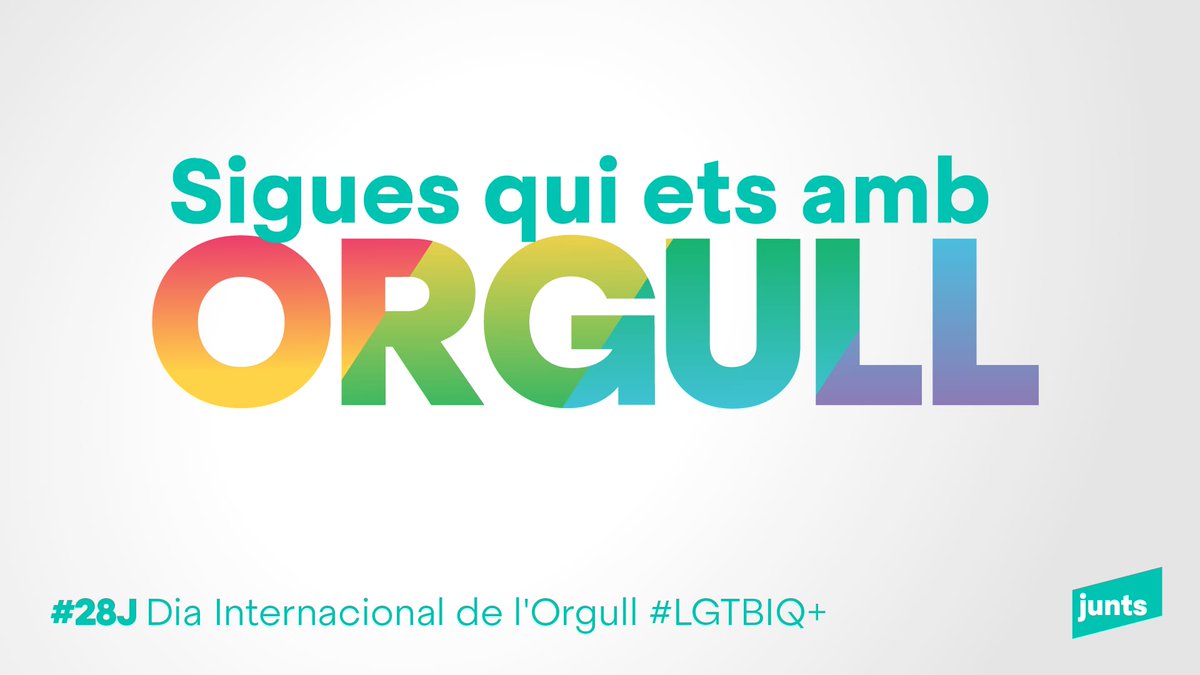 JuntsXStGregori's tweet photo. 🌈 Sigues qui ets amb orgull!
🏳️‍🌈 28 de juny, Dia Internacional de l'Alliberament i de l'Orgull LGTBIQ+ https://t.co/ZlNAoI0lvI