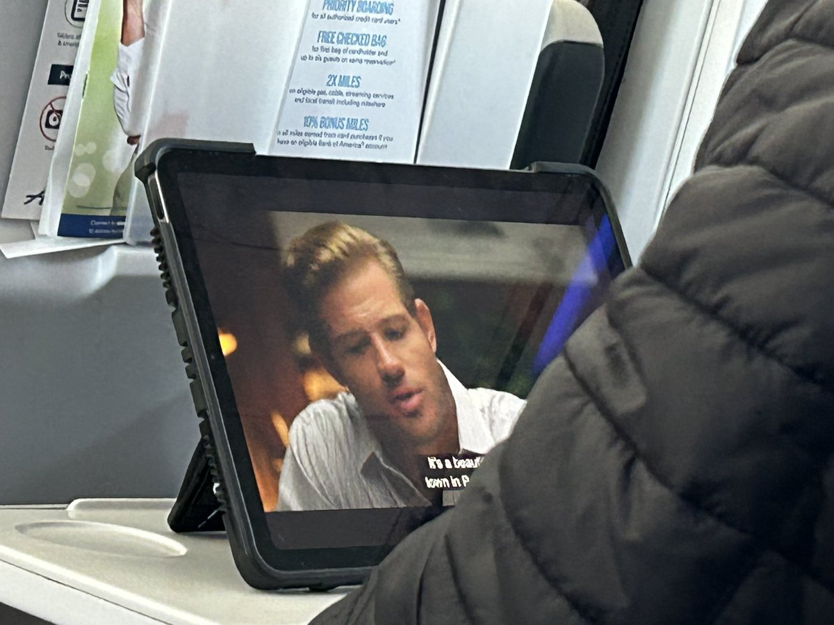 The guy sitting across from me on the plane has good taste in movies. <a href="/TrevDon/">Trevor Donovan</a> <a href="/UPtv/">UPtv</a> <a href="/TeamUpstanders/">Team Upstanders</a> <a href="/TrevDonoFans/">DonoFANS</a> <a href="/YanniGenX/">Yanni</a> <a href="/DishingDonoFANS/">Dishing With The DonoFANS🎙Podcast🎧</a> <a href="/traciedonoFANS/">Tracie K</a> #RunawayRomance