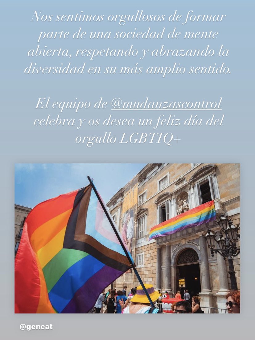 Nos sentimos orgullosos de formar parte de una sociedad abierta que respeta y abraza la diversidad. Celebramos y os deseamos un feliz día del #orgullo LGBTIQ+ 

 instagram.com/stories/mudanz…

Foto: <a href="/gencat/">Generalitat de Catalunya</a>