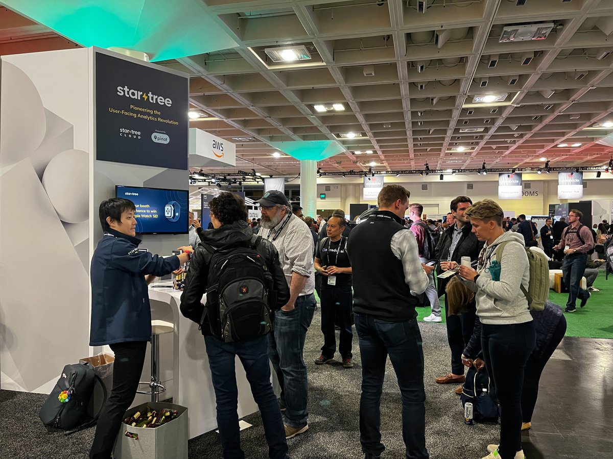 startreedata's tweet photo. Morning San Francisco, we are excited to return for Day 3 of #DataAISummit!

Booth 47 is the place to talk about real-time analytics, grab some cool @ApachePinot swag, enter our Apple Watch raffle, and sign up for a StarTree Cloud Free Trial.  We're excited to see you there💥 https://t.co/R1YGrcqQ16