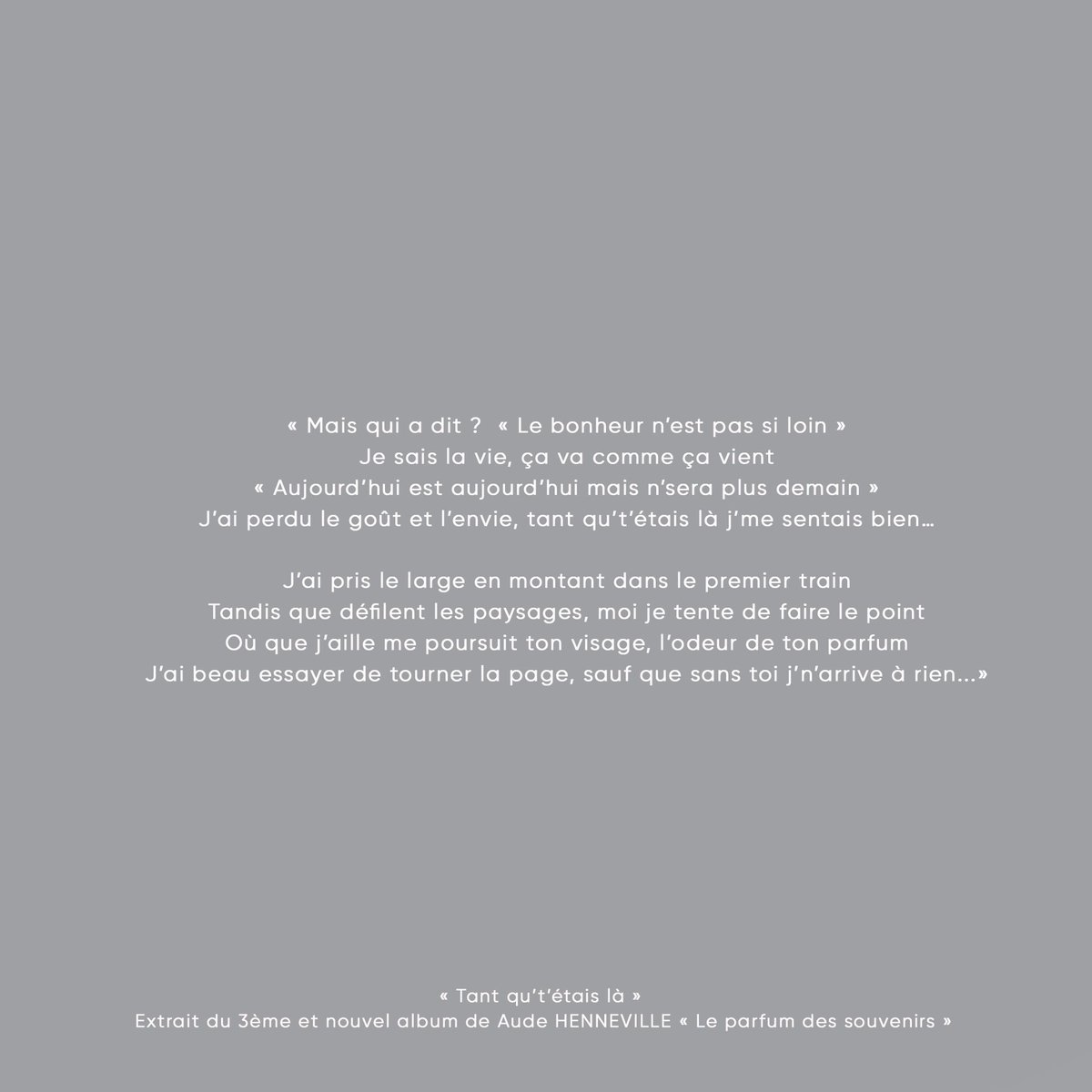 AudeHenneville's tweet photo. Je vous partage un extrait des paroles de ma chanson « Tant qu’t’étais là » extraite de mon 3ème album « Le parfum des souvenirs » et vous donne RdV ce week-end pour le son et l'image car je vais vous offrir un extrait de la vidéo réalisée au « Zèbre de Belleville » à Paris. https://t.co/M4Y79nfSAL
