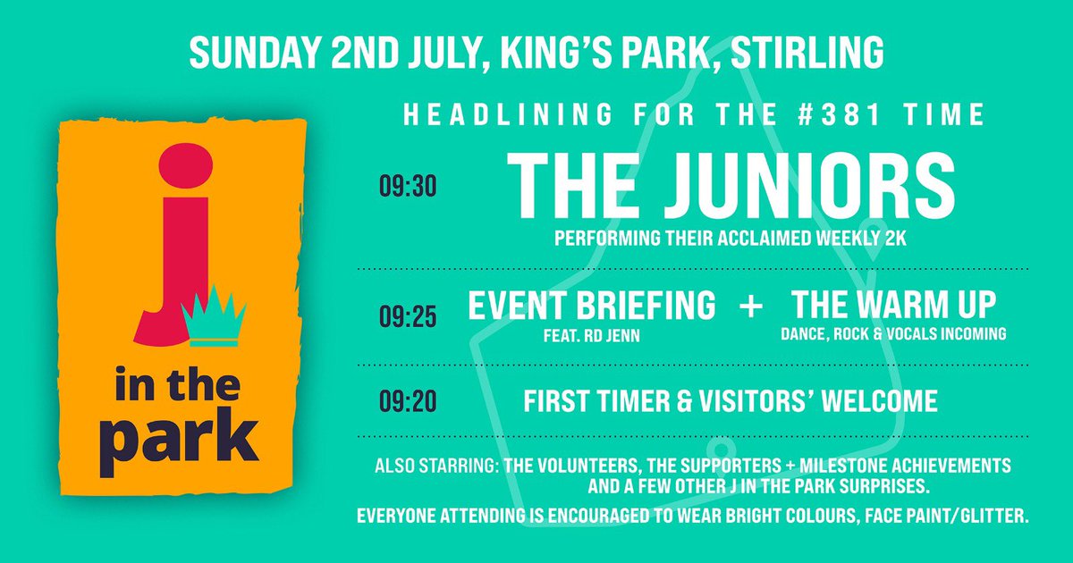 Thank you Glastonbury for giving everyone festival fever! Now it’s time for our colourful festival of parkrun! Join us this Sunday for J in the park! 🥳