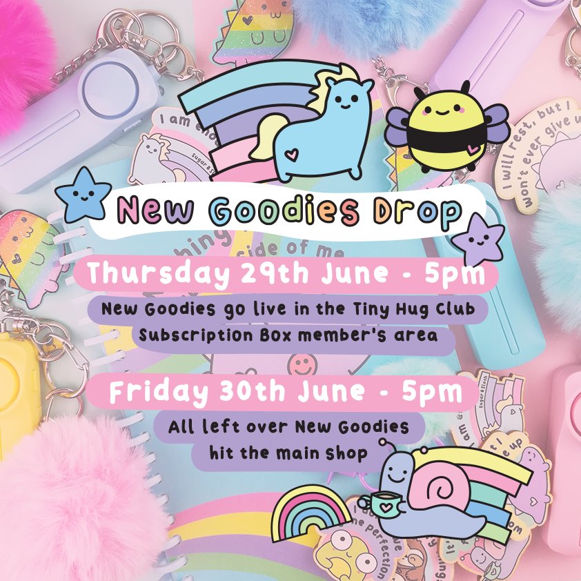 sugarandsloth's tweet image. Eeeek, new goodies drop:
TOMORROW into the Tiny Hug Members Shop!

This Friday - 30th June - 5pm
🌈 Into the main shop

🦕 Re-usable Sticker Books
🐙 Affirmations Bag Charms
🐸 Safety Keyrings
🌈 Pride Pins

sugarandsloth.co.uk/bestieemaillist

#safetykeychain #safetykeyring #stickerbook