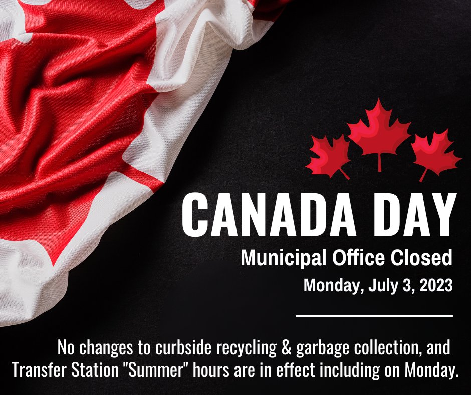 The HBM Municipal office will be closed on Monday, July 3, 2023 in observance of Canada Day. The office will re-open on Tuesday, July 4, 2023 with normal business hours.  We hope you have a wonderful Canada Day celebrating with friends and family.