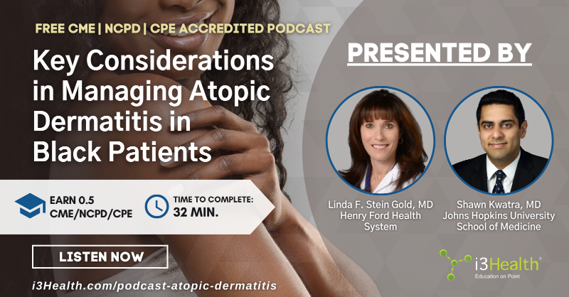 What are the self-care strategies that Black patients can apply to avoid #atopic #dermatitis flare-ups and optimize #therapeutic outcomes? Learn key patient counseling points in this #podcast activity: bit.ly/3zwDHtR

#MedEd #MedTwitter #OncTwitter #Oncology #CME #NCPD