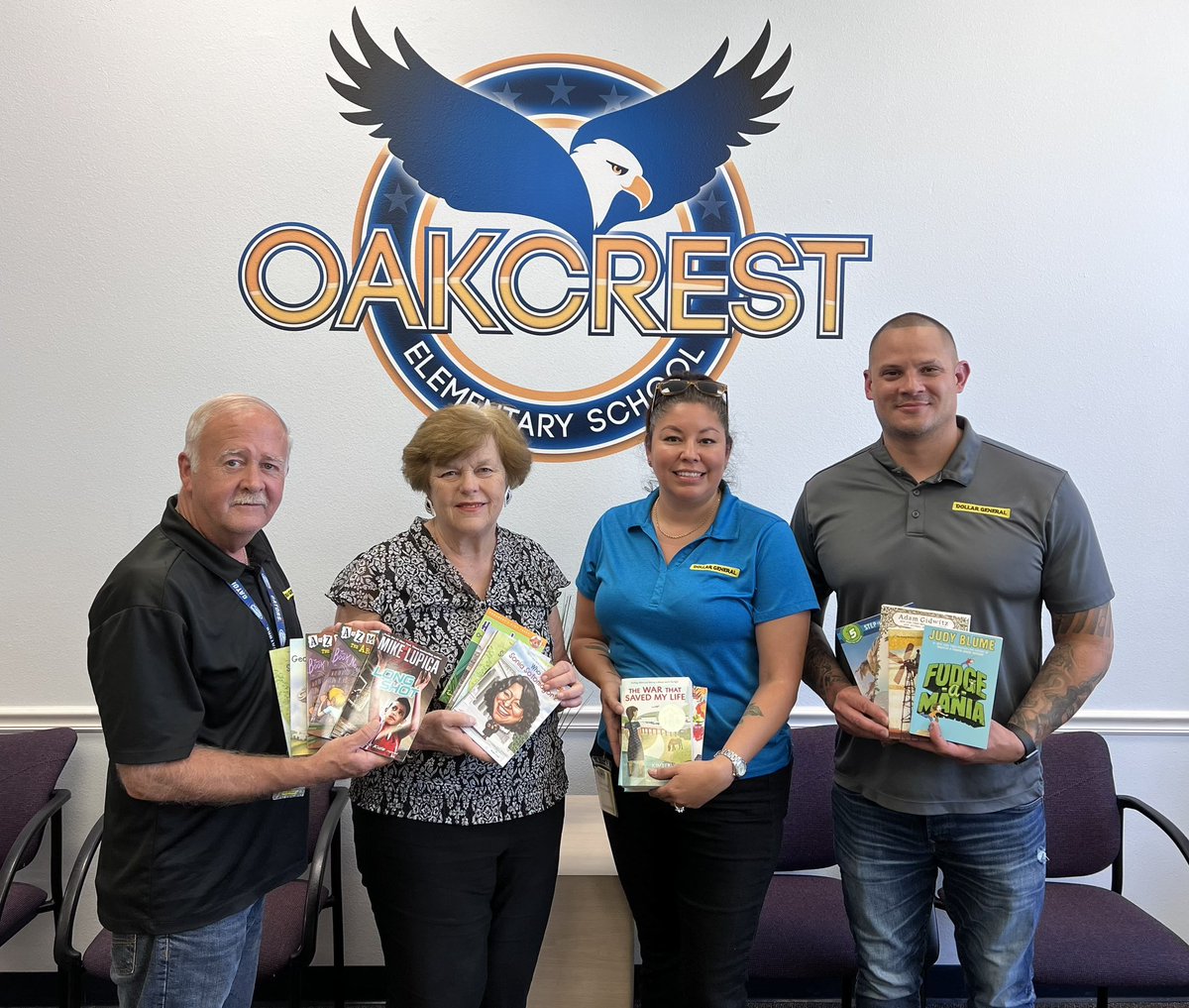 Today we received a generous donation of 📚 from Dollar General. 

This donation will help ensure all students have a book to read in the upcoming 2023-2024 school year.  ❤️

#ItTakesAVillage #readersareleaders #onlythebestatoakcrest