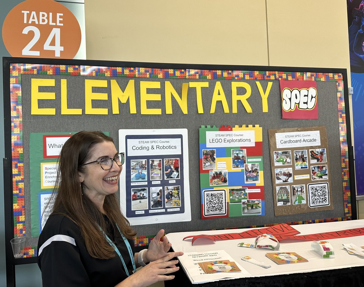 Love this creative and effective solution for deeper learning, growing student skill and offering agency and choice with <a href="/suntanslsnplans/">Jenny O'Sullivan</a> at #ISTELive “Elementary Spec: Mini Courses, Maximum Exploration”, Table 24. #studentagency #STEAM