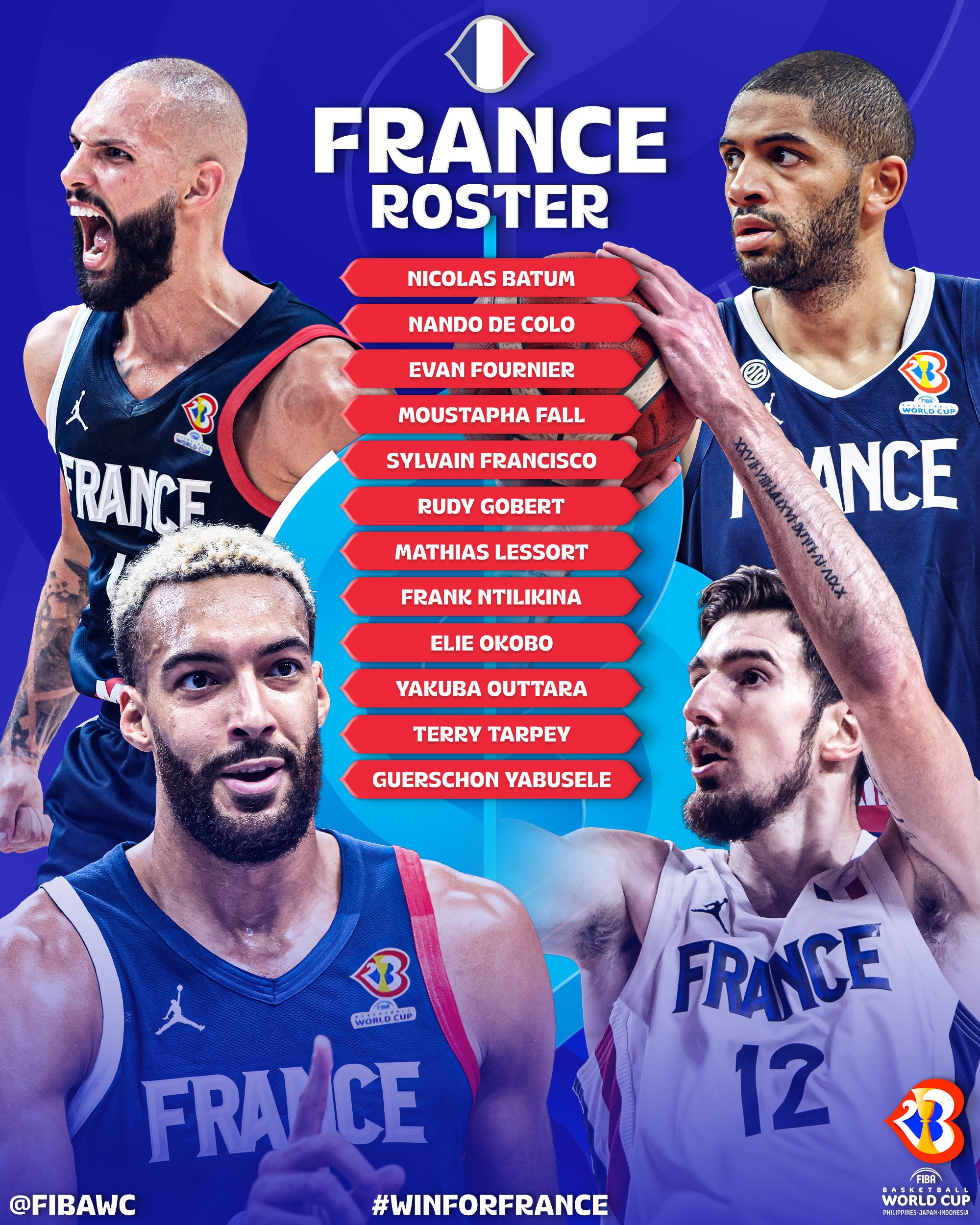 FIBA Basketball World Cup 2023 🏆 on X: "🇫🇷 France are going to be très  problématique 🔴⚪🔵 #FIBAWC x #WinForFrance https://t.co/F0pBij3qmL" / X