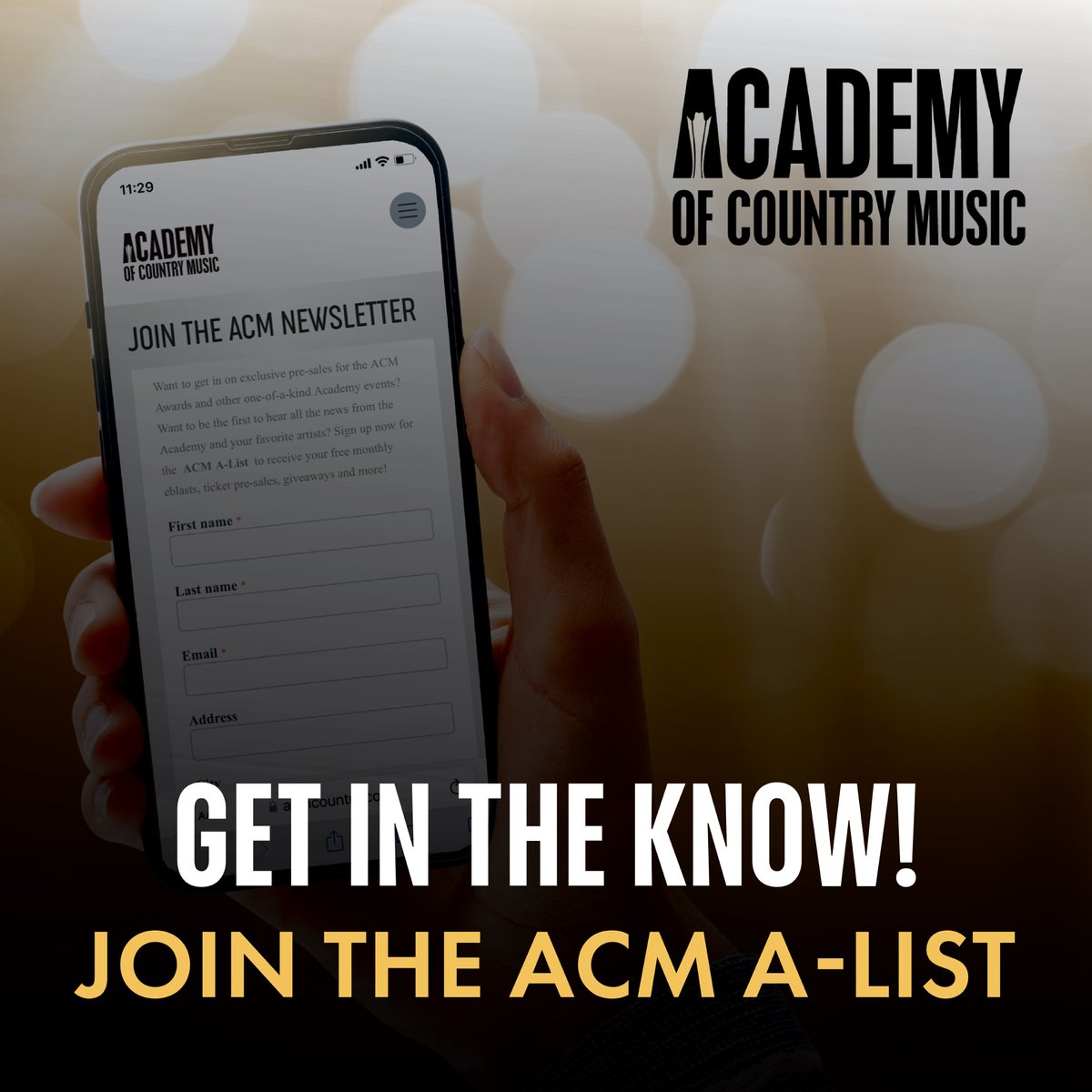 Tickets to #ACMhonors, the Country Music Industry's favorite night, go on sale this week – but you can score access to Thursday's exclusive pre-sale by subscribing to the ACM A-List email newsletter now! ✨  

Go on, what are you waiting for?? Sign up today!…