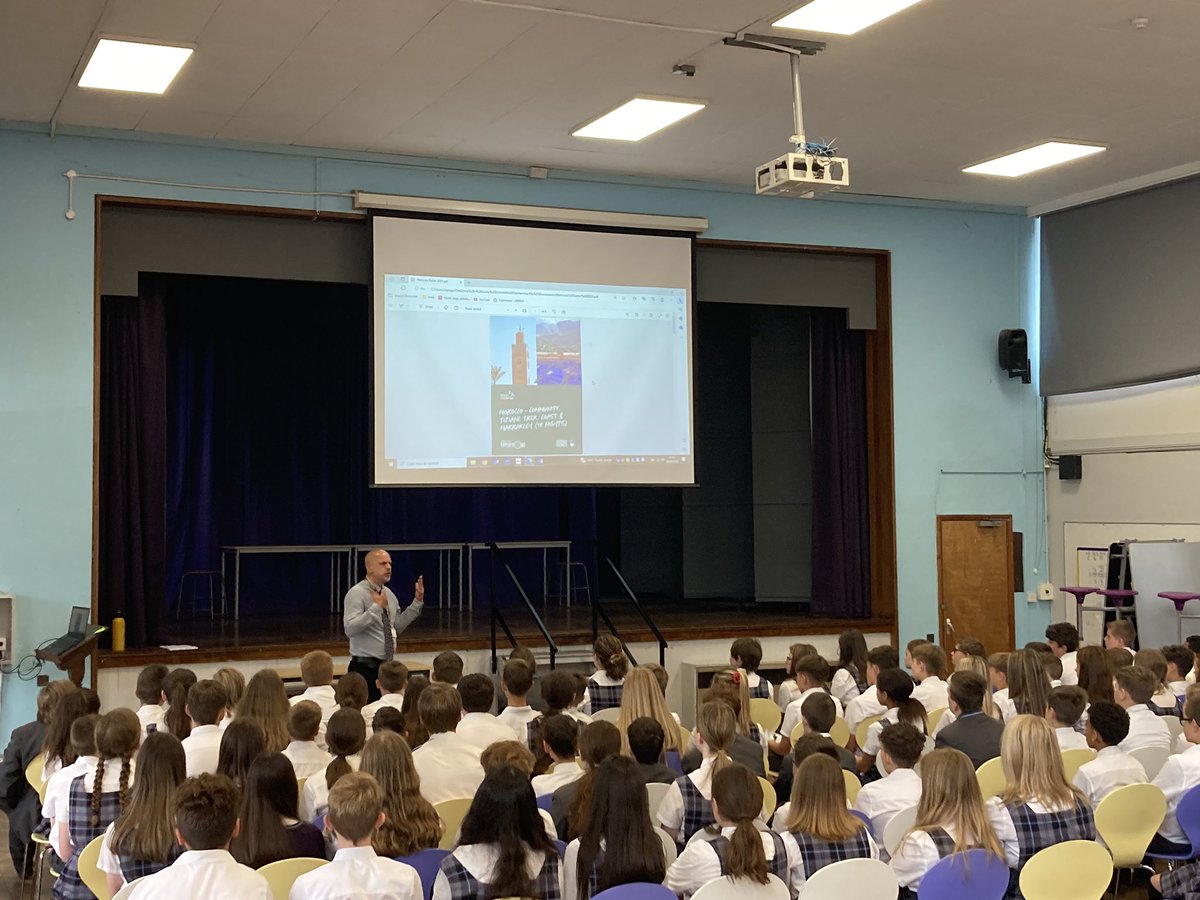 BrecklandSchool's tweet photo. Today Mr Synge launched our exciting trip to Morocco to the Year 8 students. The trip will be in two years time! How exciting!! https://t.co/cNSJtWZ0Qs