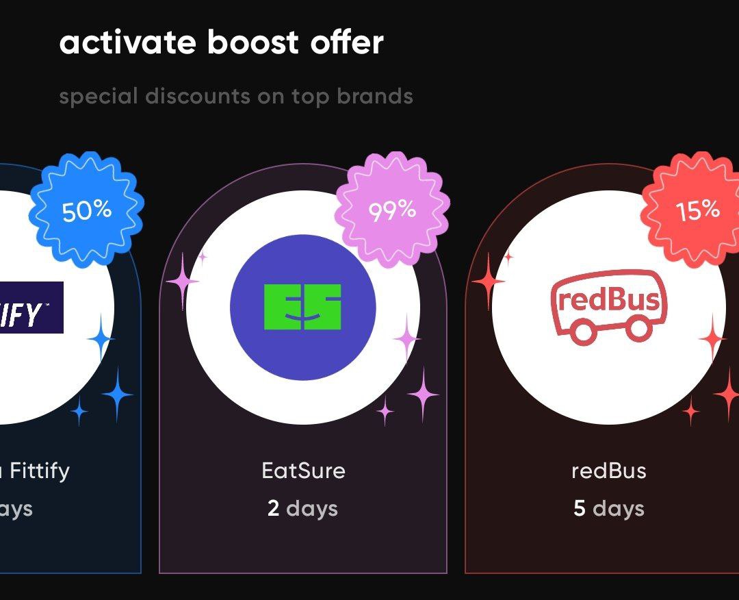✅ Cred × Eatsure Loot : Get 99% Cashback Upto 200rs.

Open Cred >> Click Rewards >> Scroll Till Boost Offers >> Activate 99% Cashback Offer

Now Order Anything From Eatsure Worth 200rs &amp; Pay Using Cred To Get 99% Cashback

Maybe Offer Is Only For Selected Users &amp; Not For All.