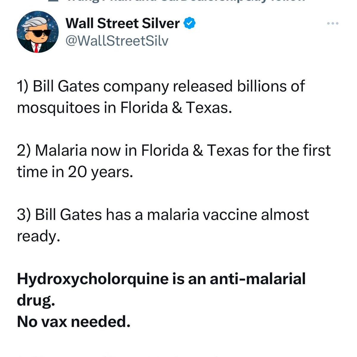 Absolutely wild speculation & disinfo spreading that the recent cases of #malaria in FL/TX are related to the 'GMO mosquitoes' released by a Gates-funded org, and that *of course* Bill Gates has a malaria vaccine for it when HCQ works... one big conspiracy. Let's talk about this.