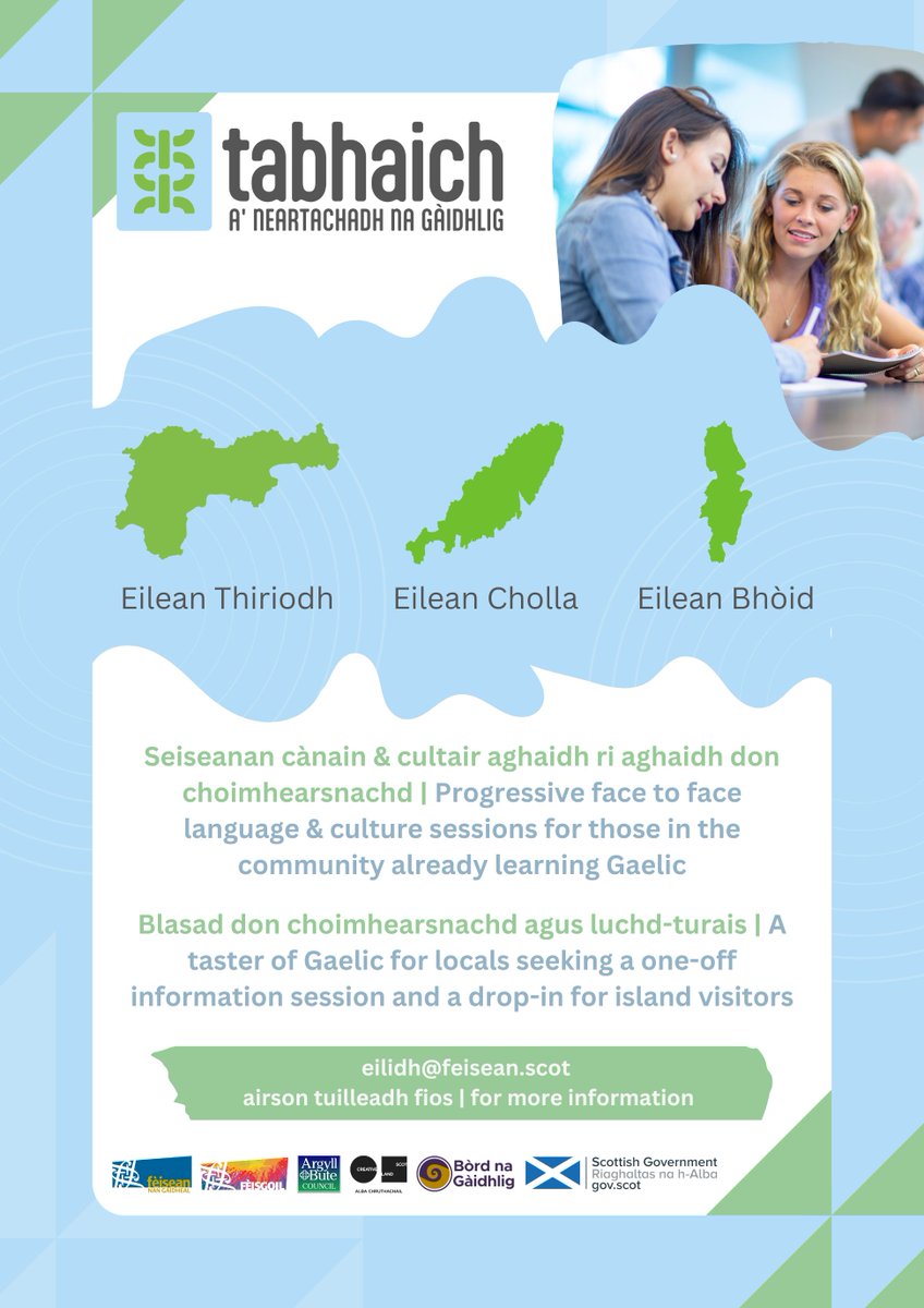 NAIDHEACHD: A’ neartachadh na Gàidhlig ann an Eileanan Earra-Ghàidheil
bit.ly/ArgyllG
Bhitheamaid toilichte a chluinntinn bhuaibh!
----------------------
NEWS: Strengthening Gaelic in Argyll Island Communities
bit.ly/ArgyllE
Get in touch if you fancy helping!