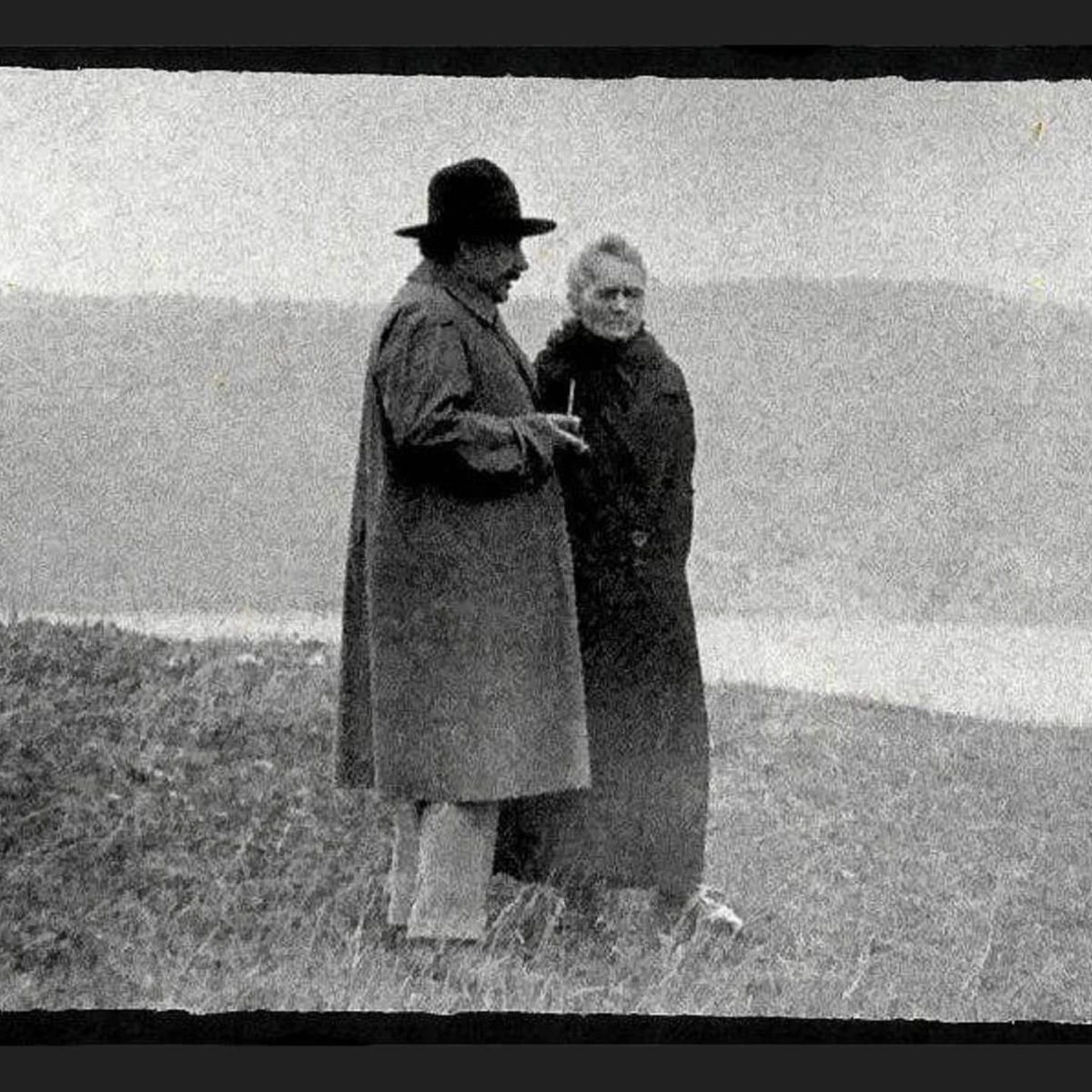 fasc1nate's tweet photo. Albert Einstein and Marie Curie reminiscing by a lake, 1929.

In 1906, Curie's husband, Pierre, was killed. She later became close to Pierre’s student, Paul Langevin, who was separated from his abusive wife. 

Langevin's wife exposed their relationship to the press, creating a scandal and forcing Curie and her daughter into hiding. Langevin tried to defend Curie's reputation in an unarmed duel with a tabloid editor.

During this, Einstein sent Curie a letter expressing his admiration and support: 

"Highly esteemed Mrs. Curie, Do not laugh at me for writing you without having anything sensible to say. But I am so enraged by the base manner in which the public is presently daring to concern itself with you that I absolutely must give vent to this feeling. 

However, I am convinced that you consistently despise this rabble, whether it obsequiously lavishes respect on you or whether it attempts to satiate its lust for sensationalism! I am impelled to tell you how much I have come to admire your intellect, your drive, and your honesty, and that I consider myself lucky to have made your personal acquaintance in Brussels. 

Anyone who does not number among these reptiles is certainly happy, now as before, that we have such personages among us as you, and Langevin too, real people with whom one feels privileged to be in contact. If the rabble continues to occupy itself with you, then simply don’t read that hogwash, but rather leave it to the reptile for whom it has been fabricated. 

With most amicable regards to you, Langevin, and Perrin, yours very truly, A. Einstein"

Despite the scandal, Curie won her second Nobel Prize in Chemistry in 1911.