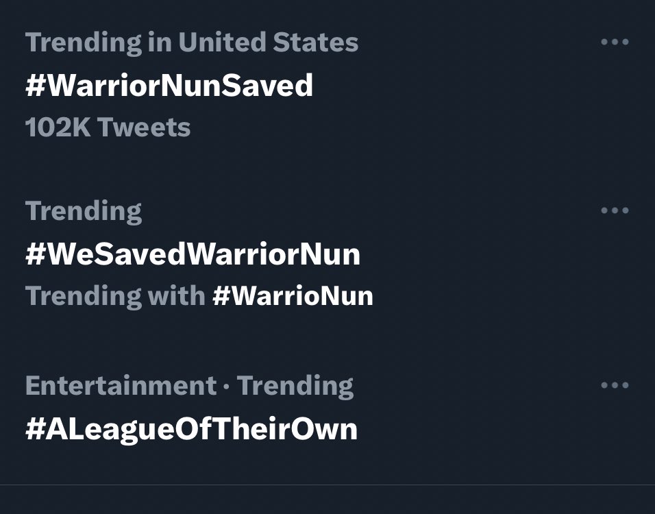 WE SAVED WARRIOR NUN #WarriorNun #WarriorNunSaved 

Yes!!!