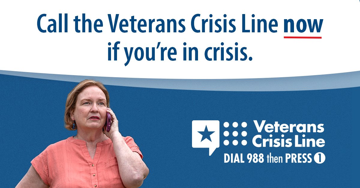 If you or a #Veteran you know is in crisis, call the #VeteransCrisisLine’s new number now: Dial 988 then Press 1.
VeteransCrisisLine.net #PTSDAwarenessMonth