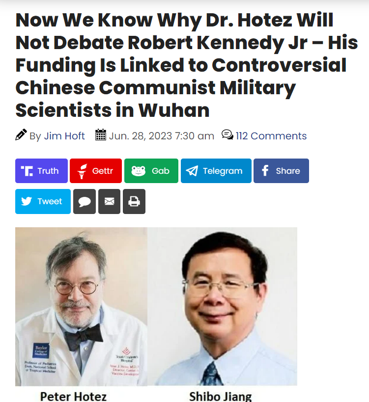AwakenedOutlaw's tweet photo. But wait, there's more!!

Last Week: “Science is not something that is typically debated.” ~ Dr. #Hotez 

And yes, this assertion is ludicrous on its face. 

I say we skim past the 'debate' stage with this choad right on over to the 'investigate' part of the story.

Haul his ass before Congress and get him to provide testimony under oath on matters.  

https://t.co/AJ7N2f9G86