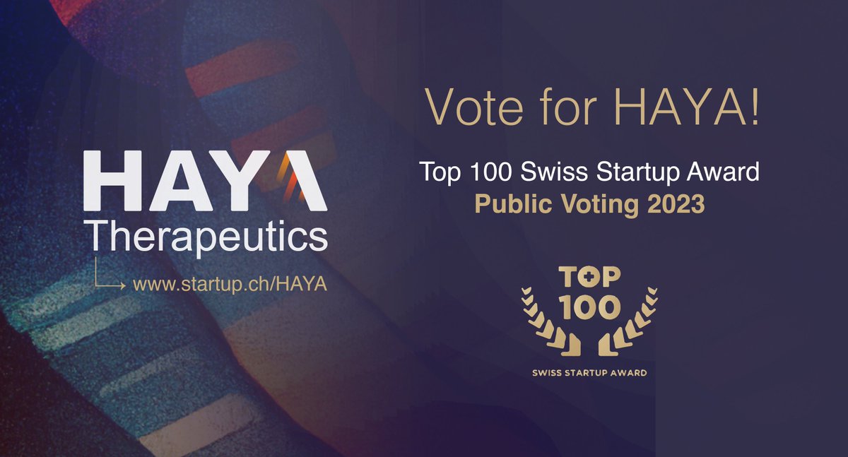 🗳️ Vote for HAYA in the #TOP100SSU 2023! The award showcases the 100 most-innovative & promising #SwissStartups. Show your support by clicking on 'vote now' in our profile: startup.ch/HAYA (you'll be taken to your LinkedIn profile to finalize the vote). Vote by July 23!