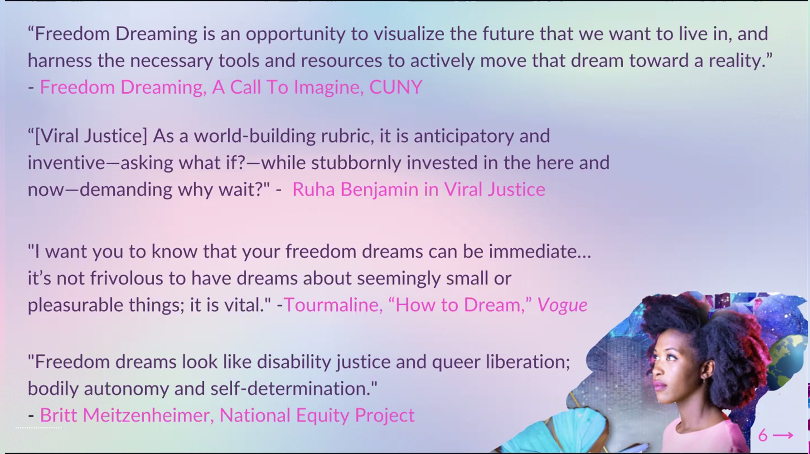 “This is not a new framework that we are trying to create, it’s not a structure, its truly an invitation” - Efrain Gutierrez #FreedomDreamsNow