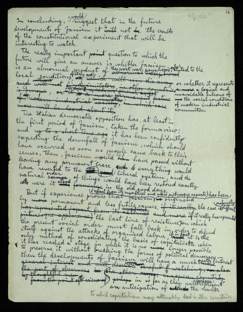 DanielZamoraV's tweet photo. In 1927, Piero Sraffa left Italy for good out of fear of the fascists and became a lecturer in Cambridge. That same year, he was invited by Keynes to give a lecture on the corporative state.His concluding remarks are devastating  on liberal's fantasies about a return to normalcy. https://t.co/ouA6LUYOly