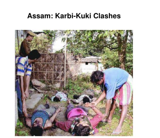 UntoldWhispurrs's tweet photo. Destruction follows wherever Kukis settle. A pattern of violence the northeast is familiar with but new to the rest of India. 

Kuki Revolutionary Army (KRA) killed at least 34 Karbi villagers in three separate places in the Karbi Anglong district of Assam on March 24, 2004. In the first incident, a group of about 30 KRA cadres raided Uden Tisso and Sarpo Terong villages under Bokajan police station jurisdiction and killed 28 persons and wounded eight others. Separately, another group of KRA cadres attacked Jari Teron, a Karbi village under Manja police outpost, and killed another six Karbis. Inspector- General of Police (Special Branch), Khagen Sharma, said that the attacks were carried out by separate hit squads of the KRA, who also set fire to many houses in these villages. In what suggests the beginning of a sustained campaign, the Kukis struck again on March 27, 2004, killing five Karbi villagers and setting 60 houses on fire in remote villages of the upper Deopani area under the Bokajan police station.

Note that they also set fire to karbi houses. Sounds familiar?? 

#wakeupIndia 

#KukiTerrorists #KukiMillitants
#Kuki_Zomis