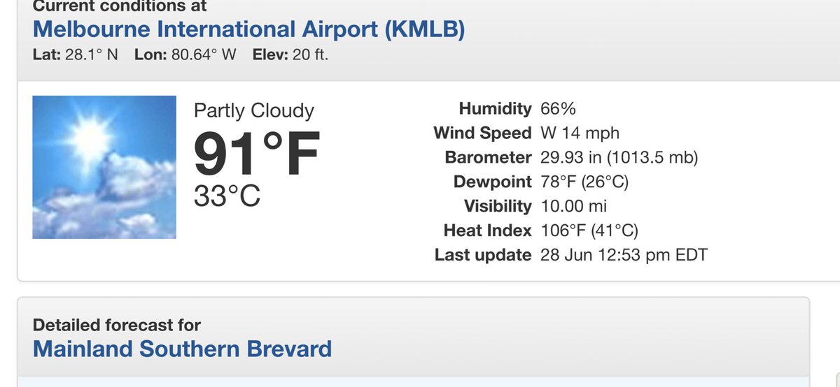 realTimB's tweet photo. Ouch! Look at that dewpoint and heat index on the coast… with an offshore wind! #iworkoutside @NWSMelbourne @JaymeKingFox35 @BrianWeather @SCweather_wx @moorewxofficial https://t.co/74CILYegSq