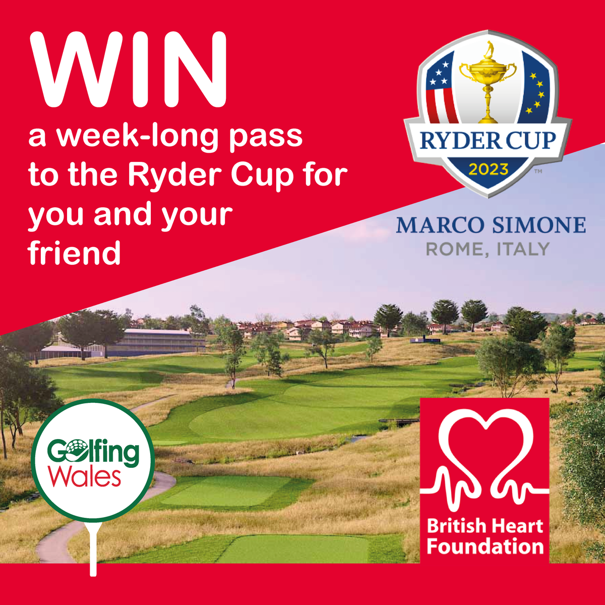 golfingwales's tweet photo. ** RYDER CUP COMPETITION **

ENTER ⬇️with the British Heart Foundation - Wales

➡️https://t.co/Bn46uIWvlI

Your chance to win a pair of season tickets to The Ryder Cup (from Tuesday 25th September to Sunday 1st October).

@BHFCymru  | @TheBHF

#RyderCupCompetition #Win #RyderCup https://t.co/F2e1Mhmck7