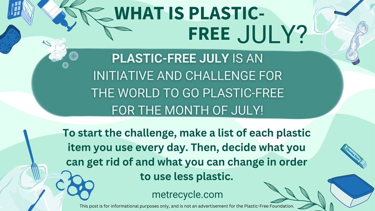 MetRecycle's tweet image. Happy Plastic-Free July!