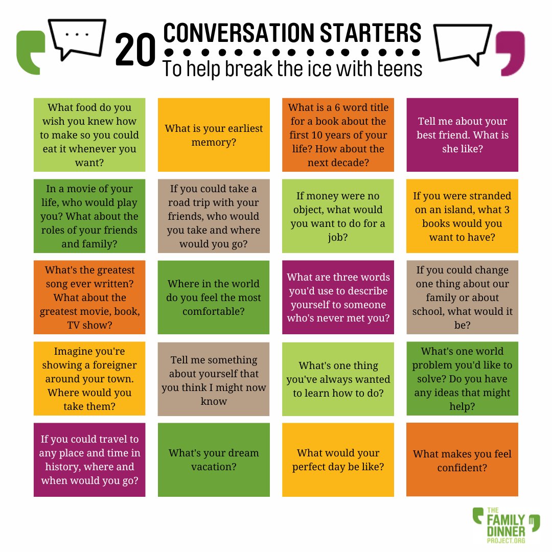 Teens hanging around this summer? These conversation starters may come in handy! #teens #conversation #conversationstarters