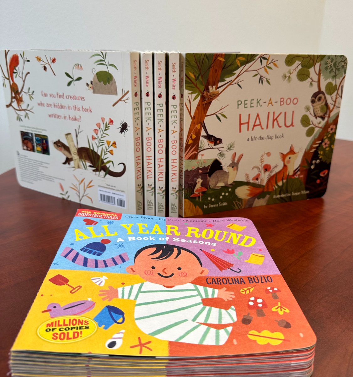 We're giving away the books: Indestructibles: All Year Round: A Book of Seasons by Amy Pixton &amp; illustrated by <a href="/CarolinaBuzio/">Carolina Buzio</a>, &amp; Peek-A-Boo Haiku by Danna Smith &amp; illustrated by Teagan White! 

Head over to Facebook for a chance to receive these books* ➡️ bit.ly/3CNL8Oa