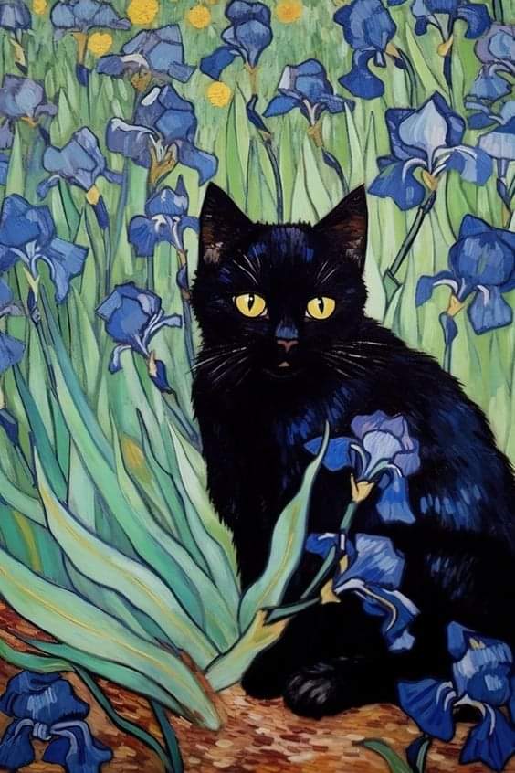 Vincent Van Gogh's Irises Cat