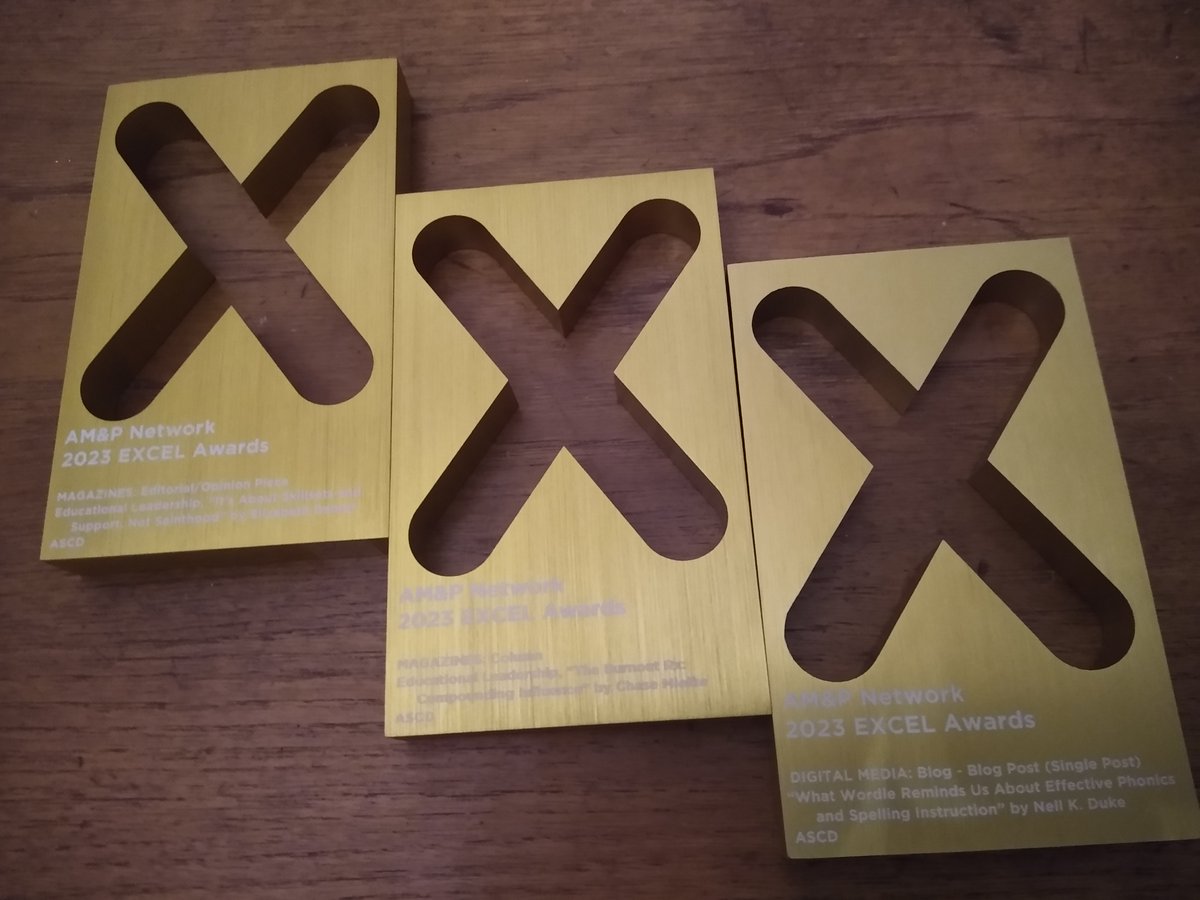 Thrilled to say that Educational Leadership, the pub I work for (mag of <a href="/ASCD/">ASCD</a> )won 6 Excel Awards at AM&amp;P awards gala <a href="/SIIA/">SIIA</a>#EXCELAwards last night!!  3 Golds, 2 Silver 1 Bronze. Our Books unit won a Silver &amp; Bronze. Here's me holding 2 of EL'sGolds--and all 3!