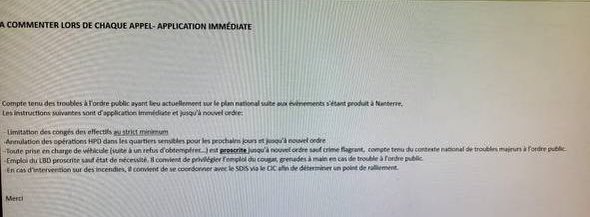 DamienRieu's tweet image. 🔴⚠️ Note interne Police : 
- Annulation des opérations dans les quartiers sensibles (zone de non droit actée)
- Course-poursuite interdite 
- emploi du LBD interdit (les gilets jaunes apprécieront cette attention). 

#Nanterre #Nahel