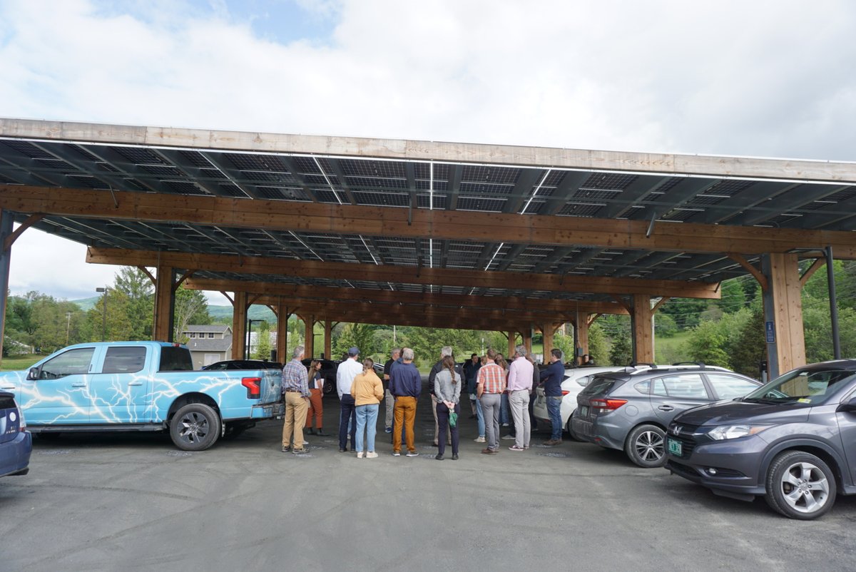 Some people/companies will invest in solar canopies because they want to do the right thing. We recently toured the gorgeous canopy at @LawsonsFinest with our friends from @KeepVermontCool. 

But many don't have the means and we don't have any policies that incentivize it.