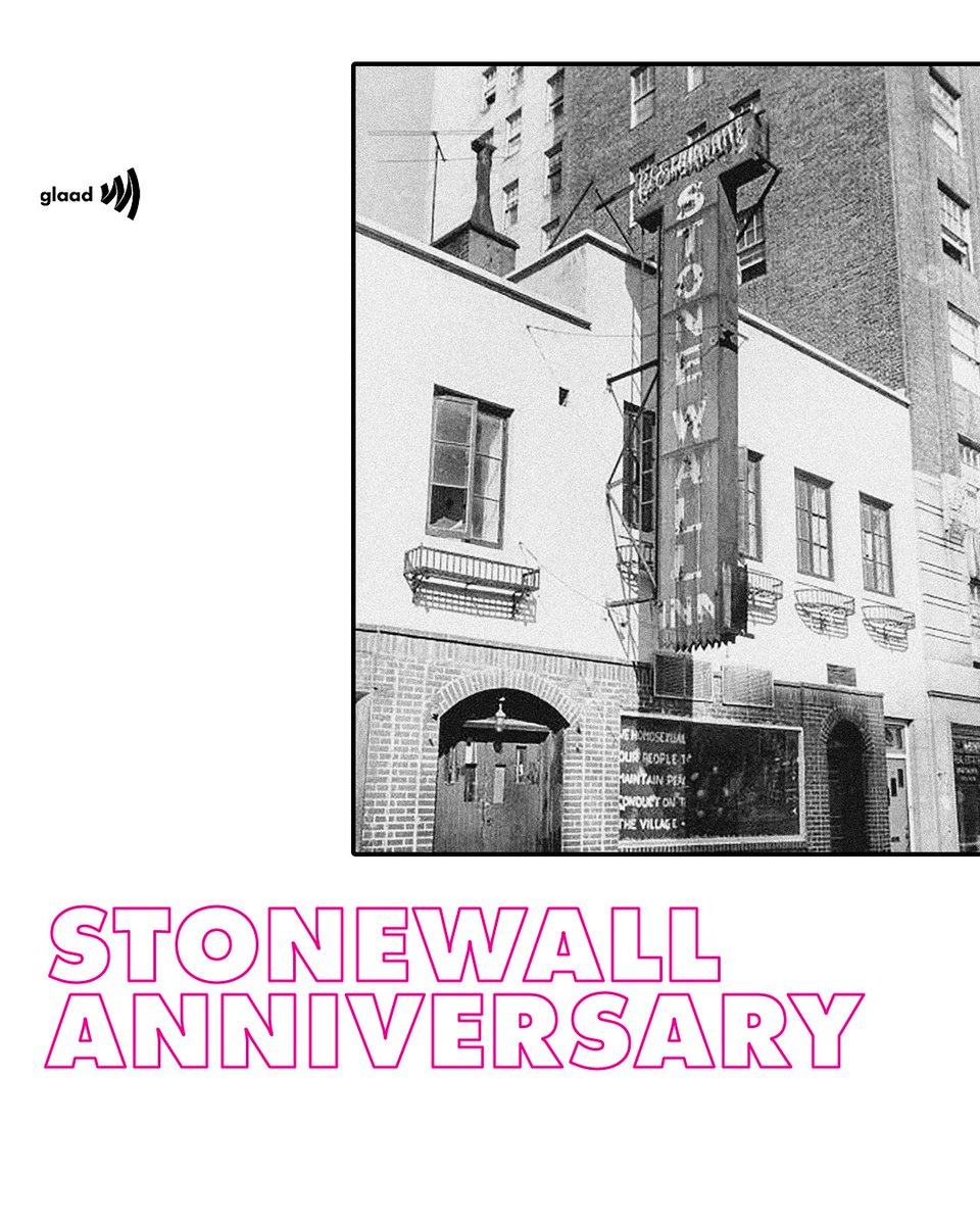 GLAAD (@glaad) on Twitter photo Today is the 54th anniversary of the Stonewall Riots. 
We honor those that fought back for LGBTQ rights. 
We honor them by continuing to fight. Today is the 54th anniversary of the Stonewall Riots. 
We honor those that fought back for LGBTQ rights. 
We honor them by continuing to fight.