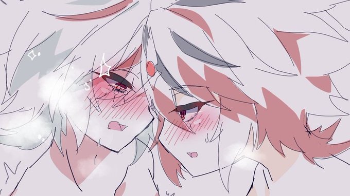(※NSFW/♂×♂)トリミングしたらいけるかと思ったけど、ほっぺに斜線描いてる絵顔だけトリミングしてもまぁまぁアウトな絵しかないし、過去の自分𝑘𝑖𝑠𝑠……描きすぎでめちゃくちゃ笑った 執念 
