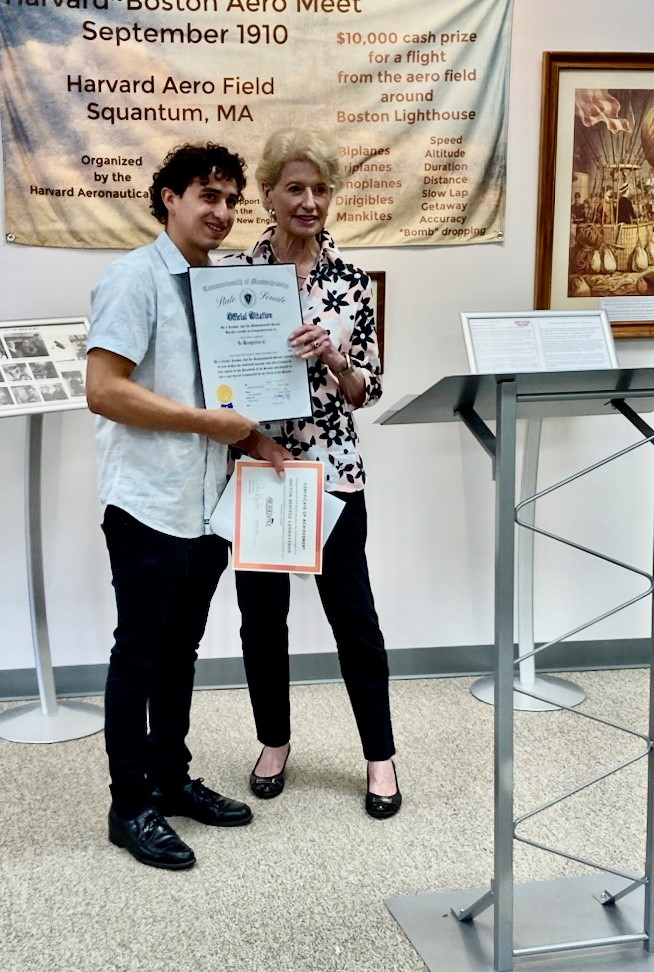 Dr. John Cox (@capecodccprez) on Twitter photo Georgia Pappas, President, <a href="/massairandspace/">Ma Air Space Museum</a> museum presents Senate Proclamation from <a href="/JulianCyr/">Julian Cyr</a> to Hector Landaverde of Nantucket recognizing his Thomas G. Hiniker Scholarship for strong academic achievement. Hector will join <a href="/CapeCodComCol/">Cape Cod Community College</a>'s Aviation Maintenance Tech program Georgia Pappas, President, <a href="/massairandspace/">Ma Air Space Museum</a> museum presents Senate Proclamation from <a href="/JulianCyr/">Julian Cyr</a> to Hector Landaverde of Nantucket recognizing his Thomas G. Hiniker Scholarship for strong academic achievement. Hector will join <a href="/CapeCodComCol/">Cape Cod Community College</a>'s Aviation Maintenance Tech program