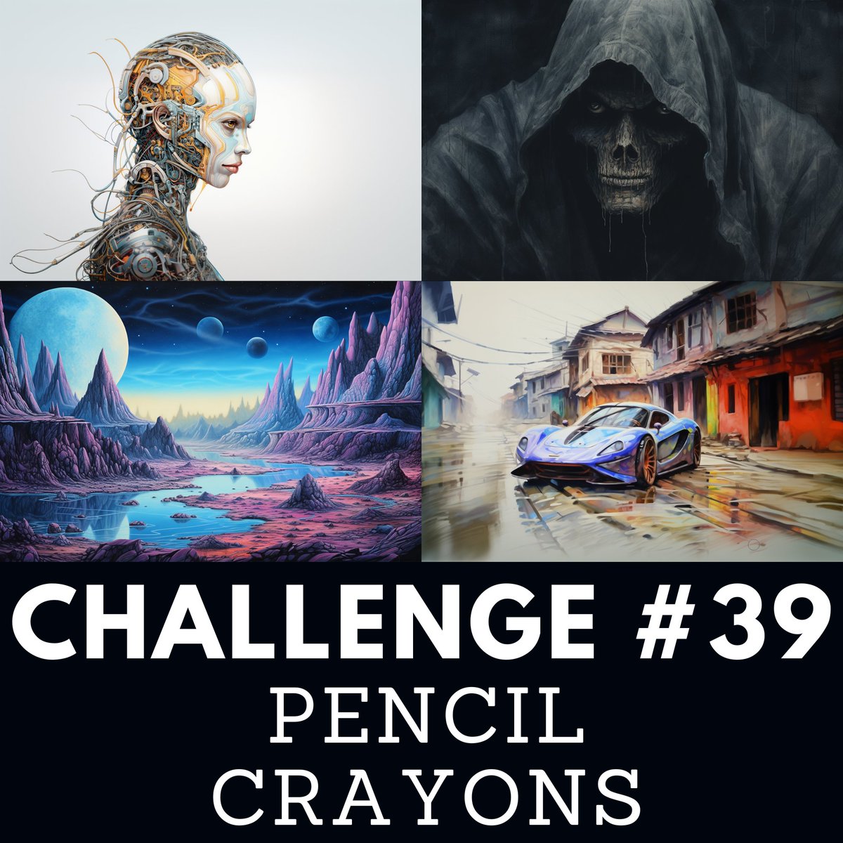Today's AI art challenge #39: 
'PENCIL CRAYON'!!!

Prompt: [subject], pencil crayon drawing --ar 3:2

Share your prompt in ALT so we can learn together 🤝   

Like & RT ♻️ 

Excited to see what you come up with 📸

Tag friends 🤜💥🤛 

Learn more about pencil crayon art 👇…