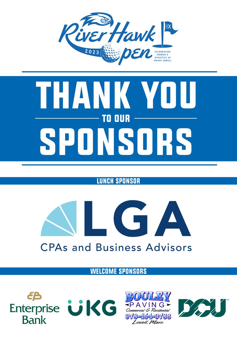 A special thank you to our tournament sponsors who made the 2023 River Hawk Open possible, with special thanks to our lunch sponsor, Litman Gerson Associates (LGA)! ⛳️ #UnitedInBlue