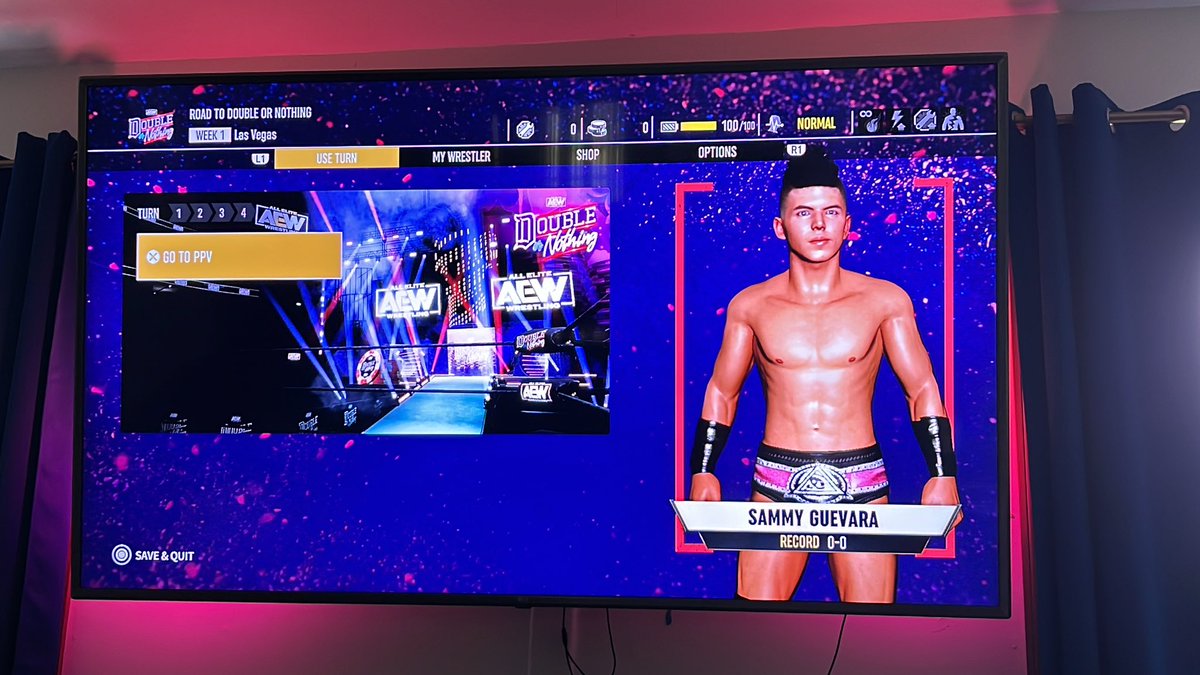 Playing Road to Elite as the sexiest one on the roster. @sammyguevara #AEWFightForever