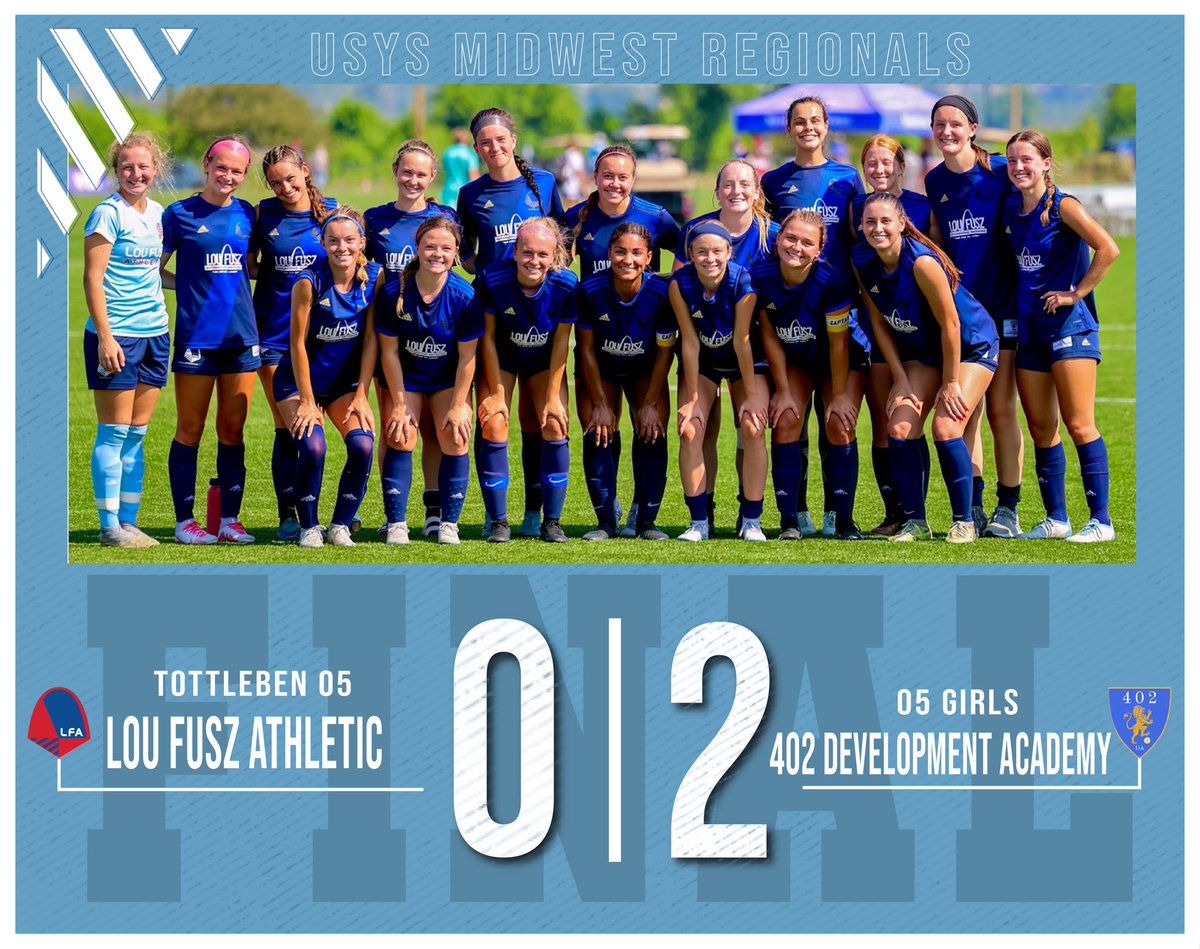 Final from today’s match.

We fall short to 402 Development Academy in the USYS Midwest Regionals Championship.

Up next ⏭️ Orlando, FL

<a href="/LouFuszSoccer/">Lou Fusz Soccer Club</a> | #RoadtoFL