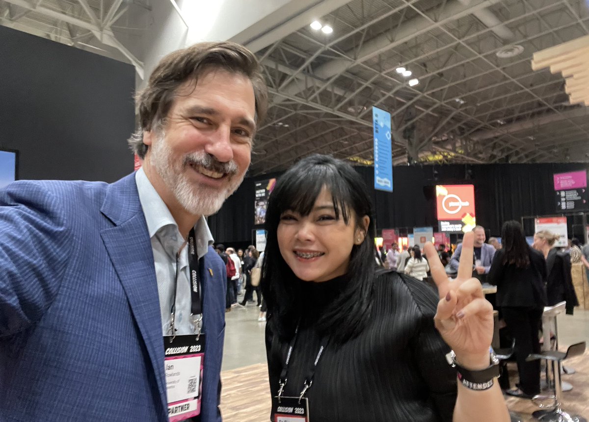 IanHRowlands's tweet photo. Wonderful to meet Dr. Dina Dellyana from #valuedpartner @itbofficial at #Collision2023! Delighted to share perspectives on #intled, #entrepreneurship, #highered, and our two universities’ growing connections! #thankyou @uwaterloo @sbmitb @dinadellyana @WaterlooINT https://t.co/yAGD6qvHx0