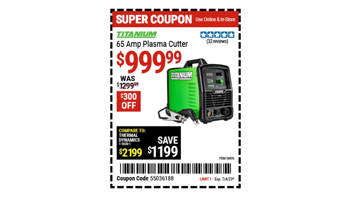 Harbor Freight on Twitter "Buy the TITANIUM 65A Plasma Cutter (Item