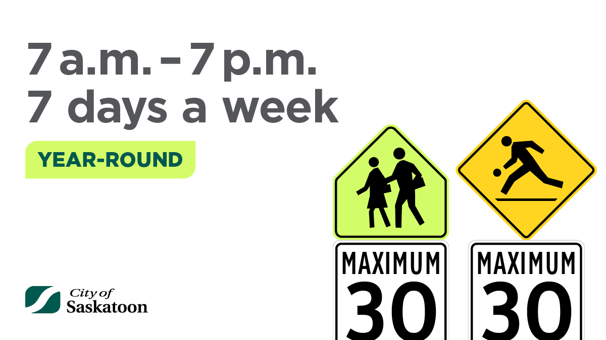 School is almost out 🎓, but reduced speed limits are in effect year-round! 
🚸 With the summer season upon us, it is important to remember that speeds in school and playground zones remain 30 km/hr, from 7 a.m. to 7 p.m. everyday, year-round.  
Info: bit.ly/437yDHM.